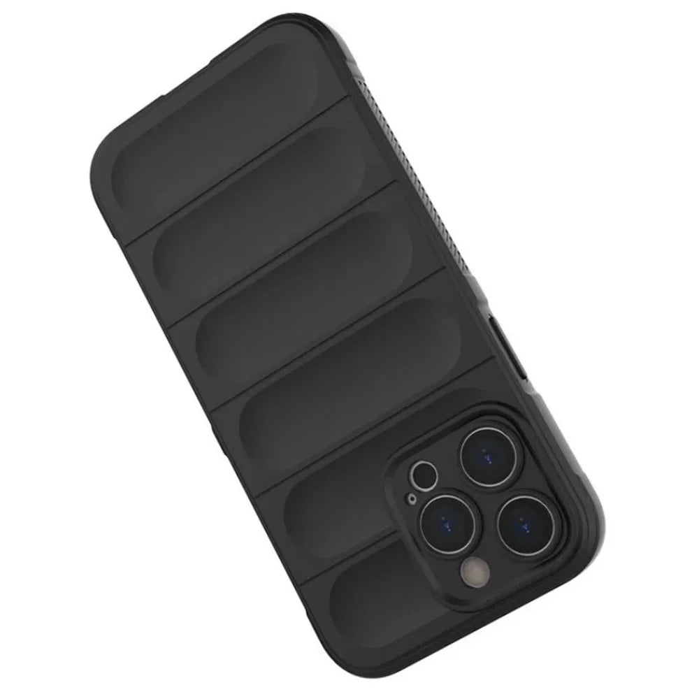 WANLONFENG For iPhone 13 Pro 6.1 inch TPU Case  HD Series Anti Slip Phone Cover with Tempered Glass - Black - 5