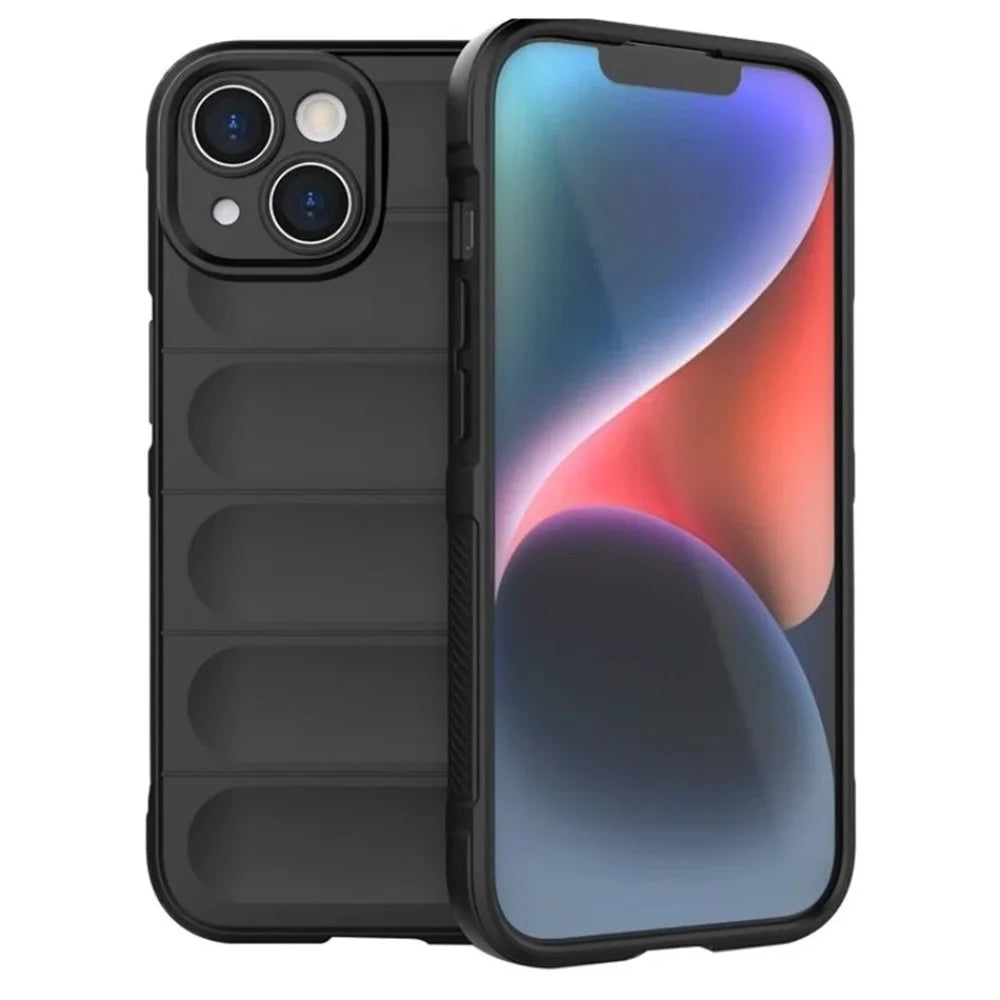 WANLONFENG For iPhone 15 TPU Case  HD Series Anti Slip Phone Cover with Tempered Glass - Black - 2