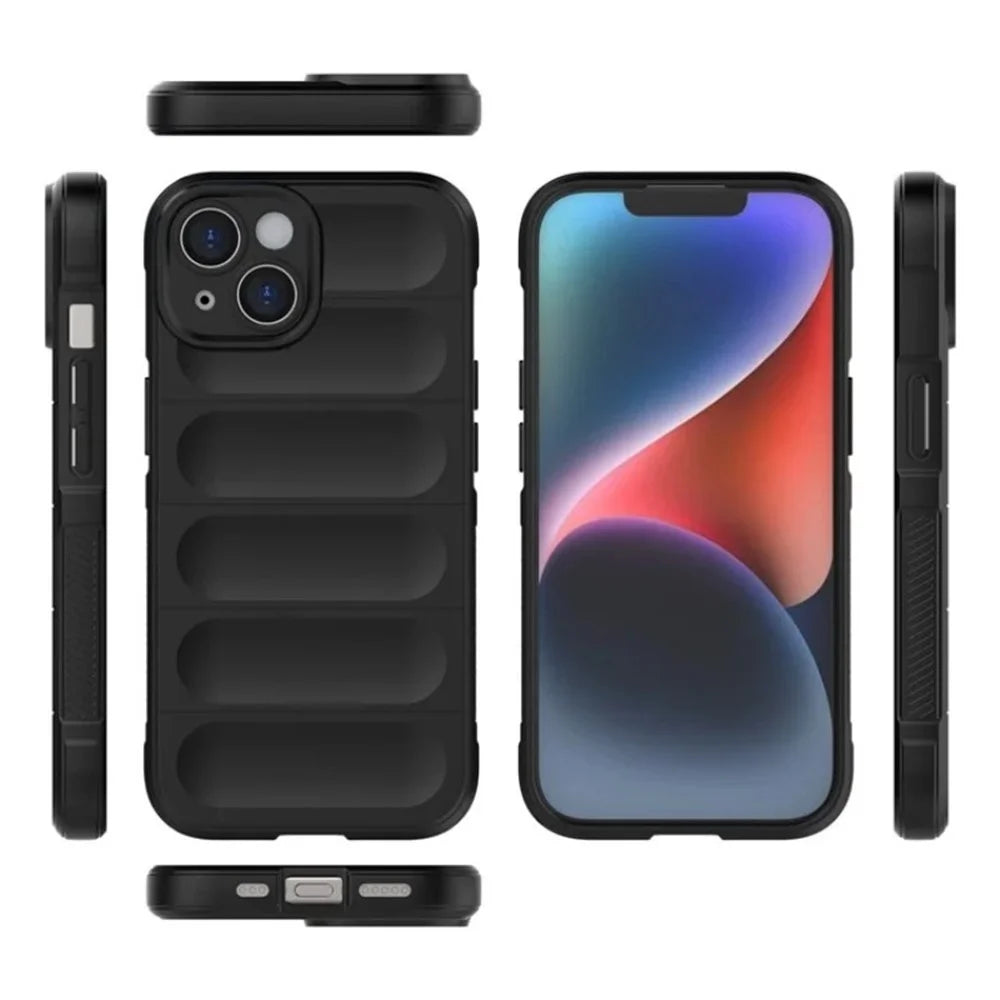 WANLONFENG For iPhone 15 TPU Case  HD Series Anti Slip Phone Cover with Tempered Glass - Black - 6