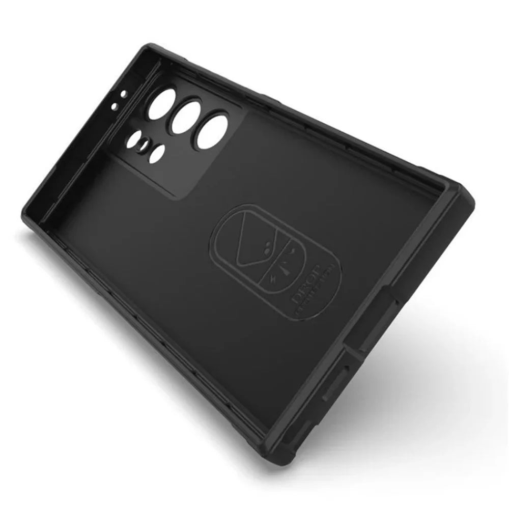 WANLONFENG For Samsung Galaxy S24 Ultra TPU Case  HD Series Anti Slip Phone Cover with Tempered Glass - Black - 4