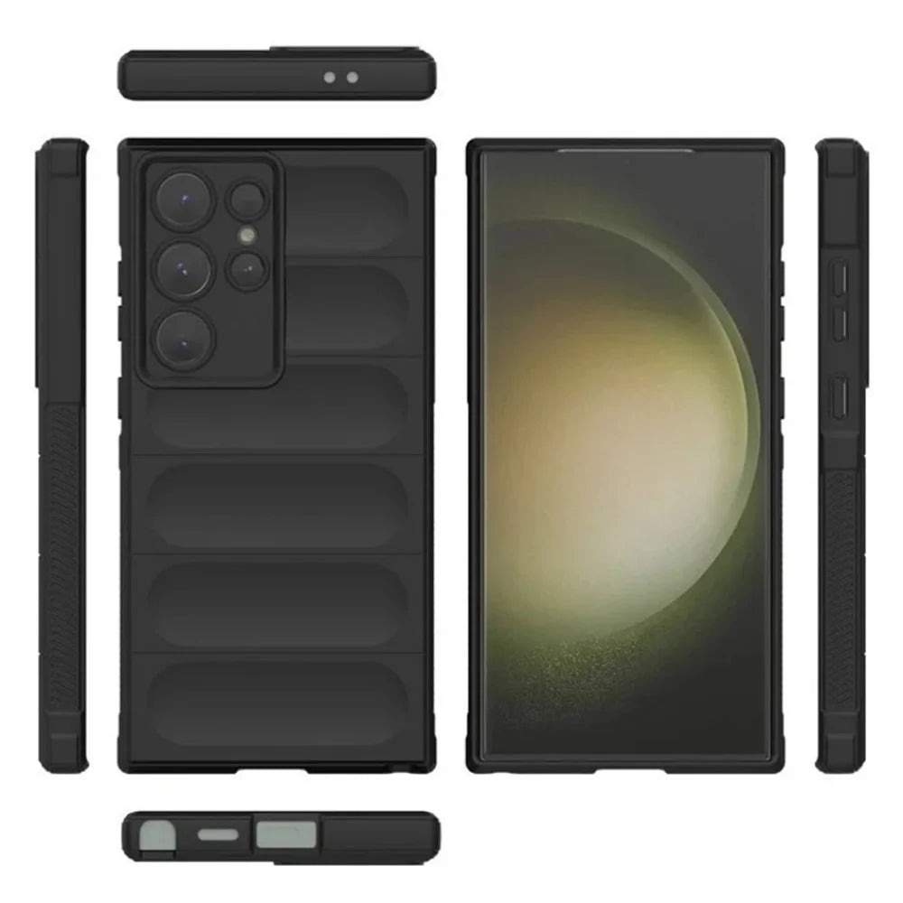 WANLONFENG For Samsung Galaxy S24 Ultra TPU Case  HD Series Anti Slip Phone Cover with Tempered Glass - Black - 6