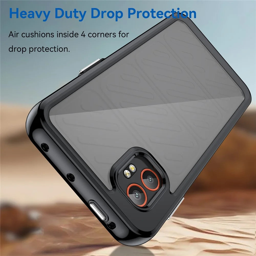 WANLONFENG For Samsung Galaxy XCover7 Pro Phone Case  XC Series TPU Acrylic Cover with Tempered Glass (Big Lens Hole) - Black - 4