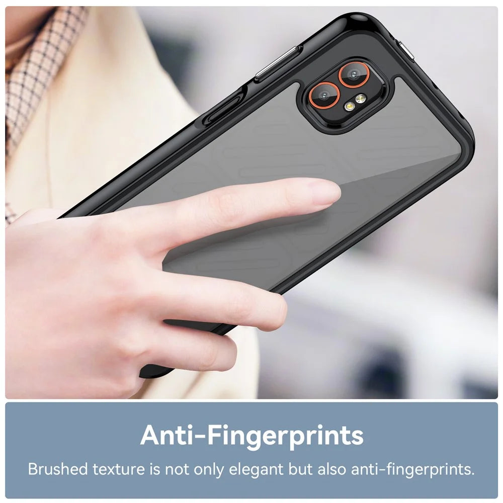 WANLONFENG For Samsung Galaxy XCover7 Pro Phone Case  XC Series TPU Acrylic Cover with Tempered Glass (Big Lens Hole) - Black - 6