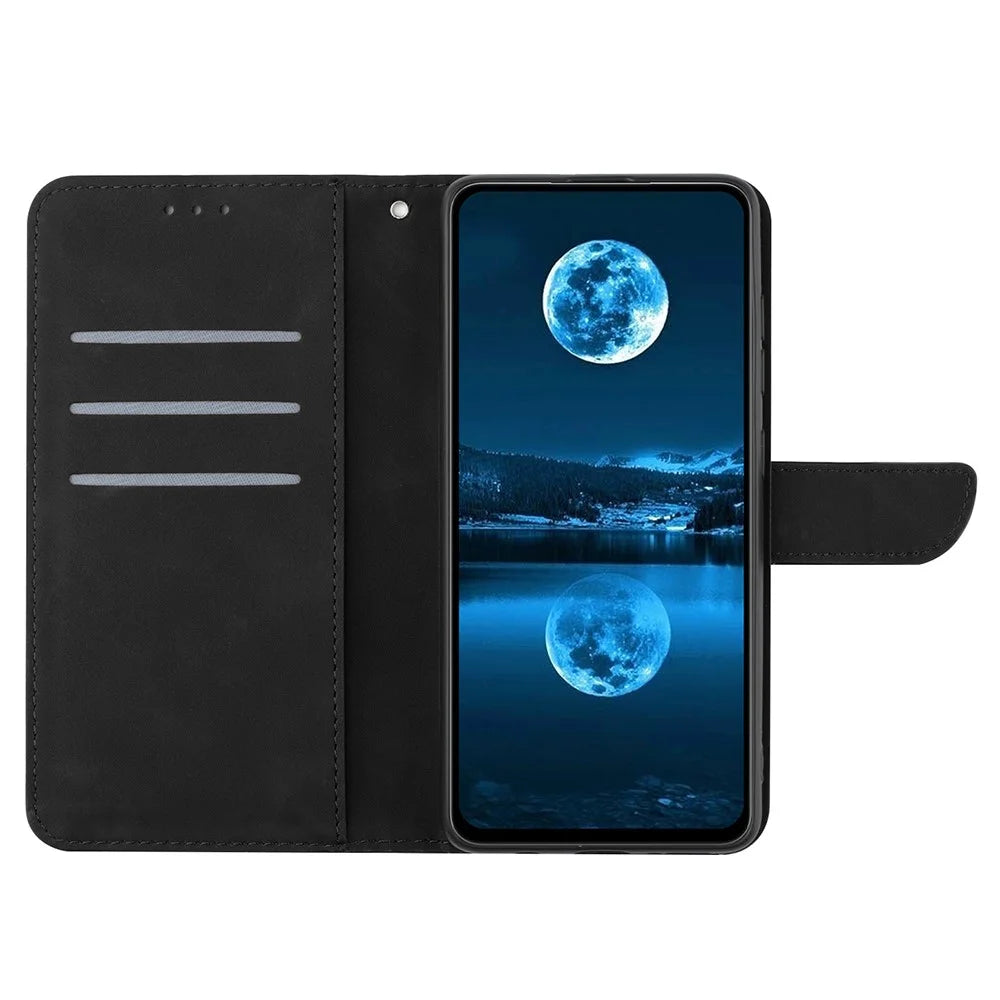 For Samsung Galaxy A17 5G / A17 4G / A26 5G Case Skin Touch Lines Imprinted PU Leather Flip Phone Cover - Black - 2