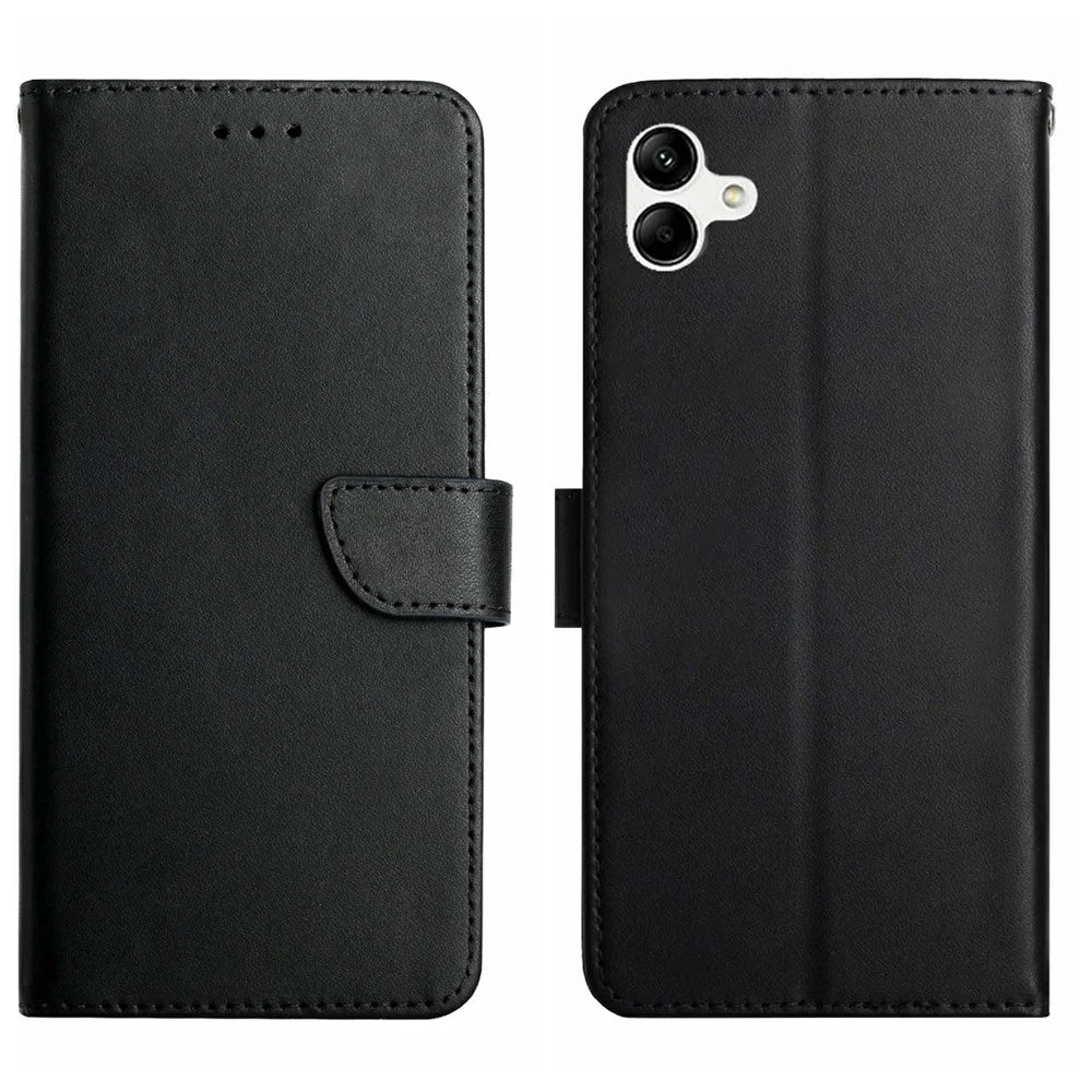 For Samsung Galaxy A07 4G / A07 5G / A06 5G / A06 4G Case Genuine Cow Leather Phone Cover Nappa Texture - Black - 1
