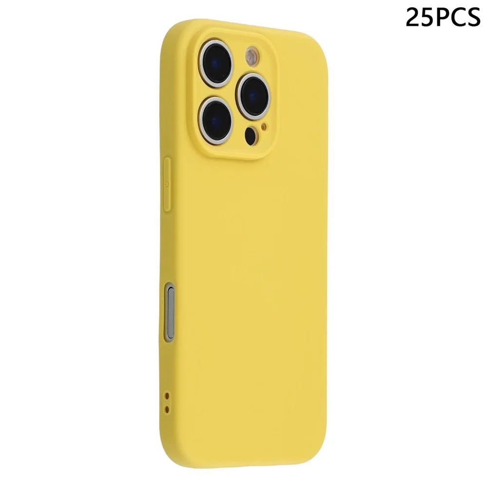 25Pcs For iPhone 16 Pro Case 1.2mm TPU Matte Phone Cover - Yellow - 1