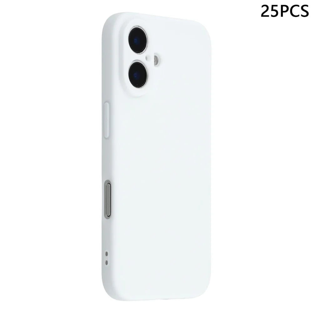 25Pcs For iPhone 16 Case 1.2mm TPU Matte Phone Cover - White - 1