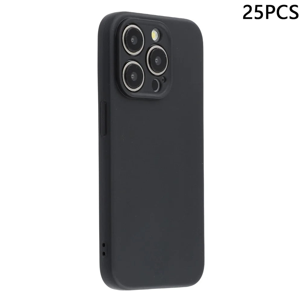 25Pcs For iPhone 14 Pro Case 1.2mm TPU Matte Phone Cover - Black - 1