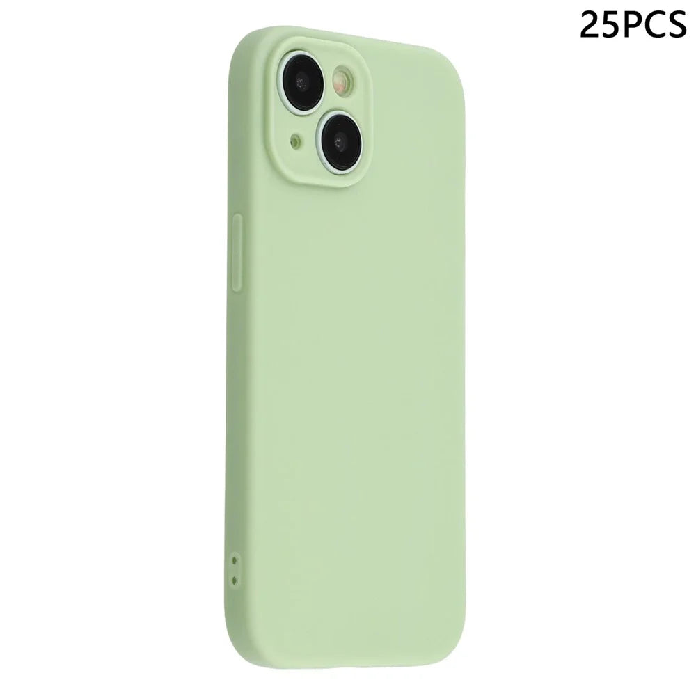 25Pcs For iPhone 13 Case 1.2mm TPU Matte Phone Cover - Matcha Green - 1