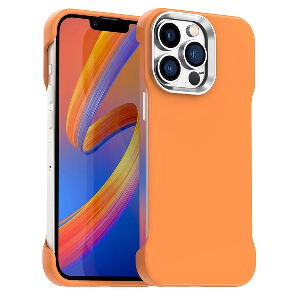 For iPhone 13 Pro Max Case Frameless Ultra Thin TPU + PET Phone Cover Reinforced Corners - Orange - 1