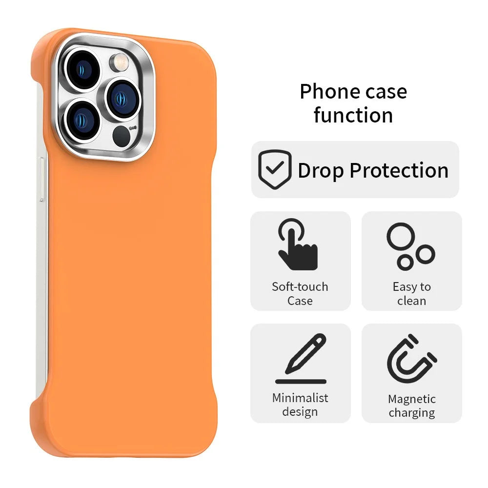 For iPhone 13 Pro Max Case Frameless Ultra Thin TPU + PET Phone Cover Reinforced Corners - Orange - 2