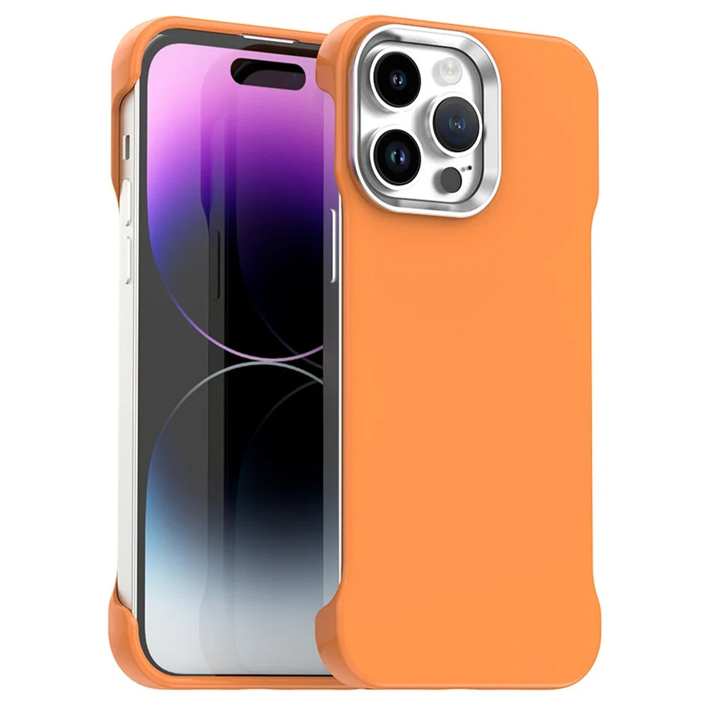 For iPhone 14 Pro Max Case Frameless Ultra Thin TPU + PET Phone Cover Reinforced Corners - Orange - 1