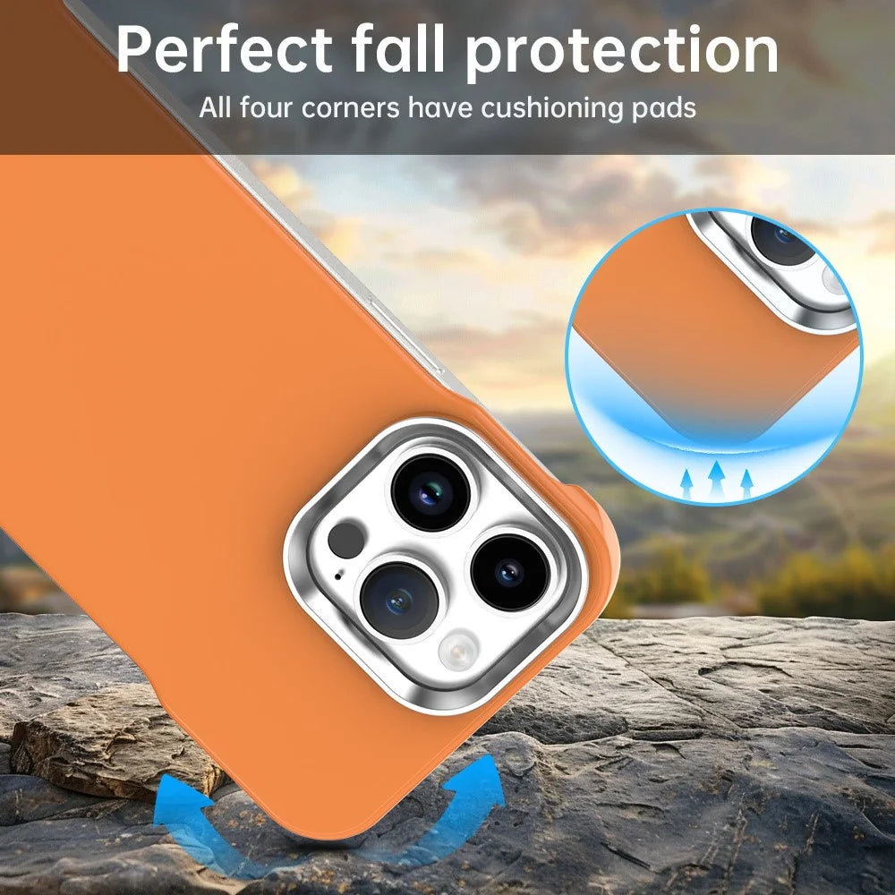 For iPhone 14 Pro Max Case Frameless Ultra Thin TPU + PET Phone Cover Reinforced Corners - Orange - 4