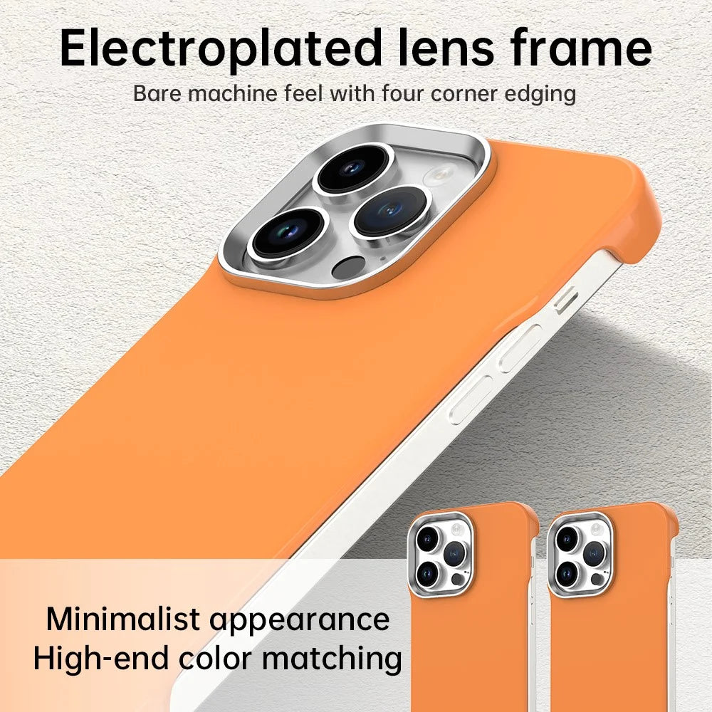 For iPhone 14 Pro Max Case Frameless Ultra Thin TPU + PET Phone Cover Reinforced Corners - Orange - 5