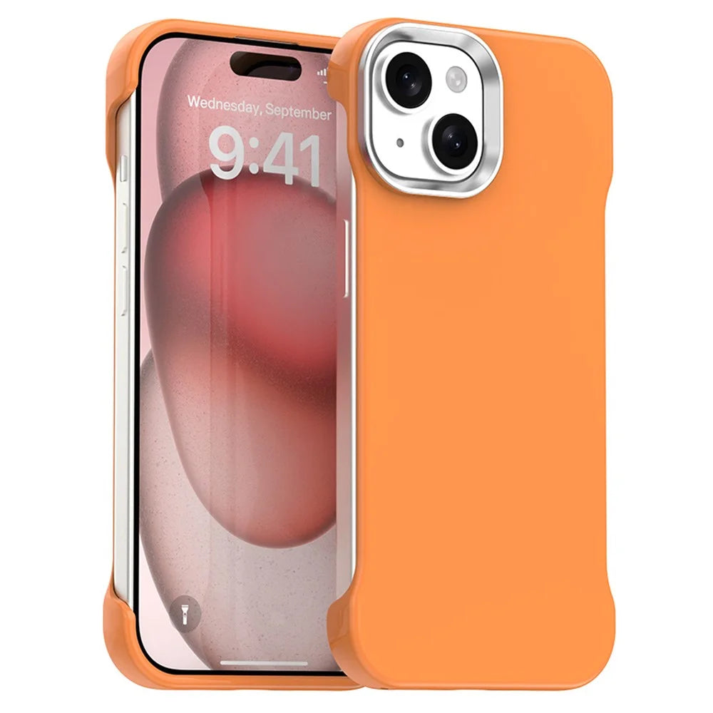 For iPhone 15 Case Frameless Ultra Thin TPU + PET Phone Cover Reinforced Corners - Orange - 1