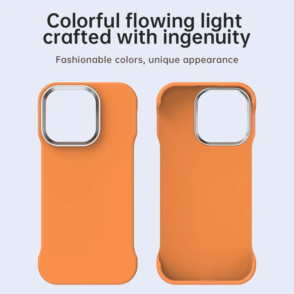 For iPhone 16 Pro Max Case Frameless Ultra Thin TPU + PET Phone Cover Reinforced Corners - Orange - 3