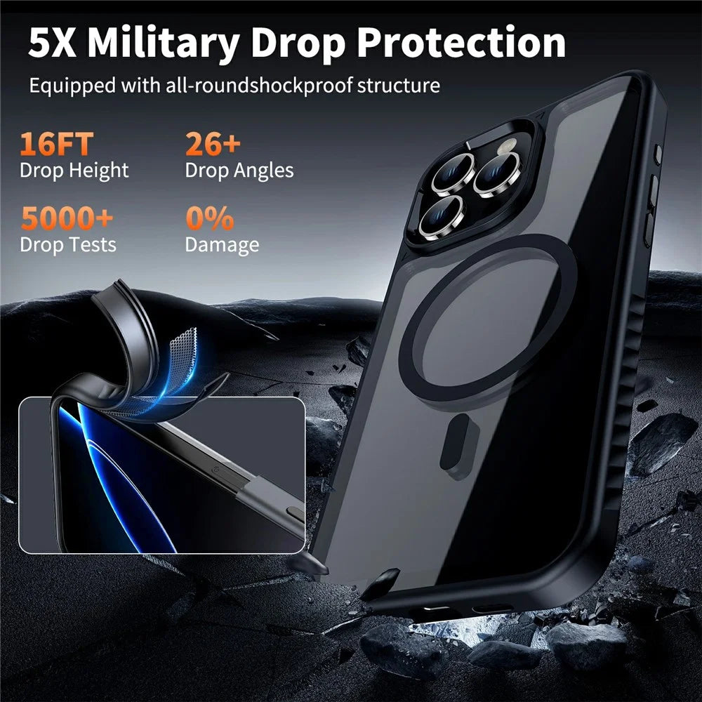 For iPhone 16 Pro Case Compatible with MagSafe Transparent PC + TPU Anti-Slip Phone Cover - Black - 4