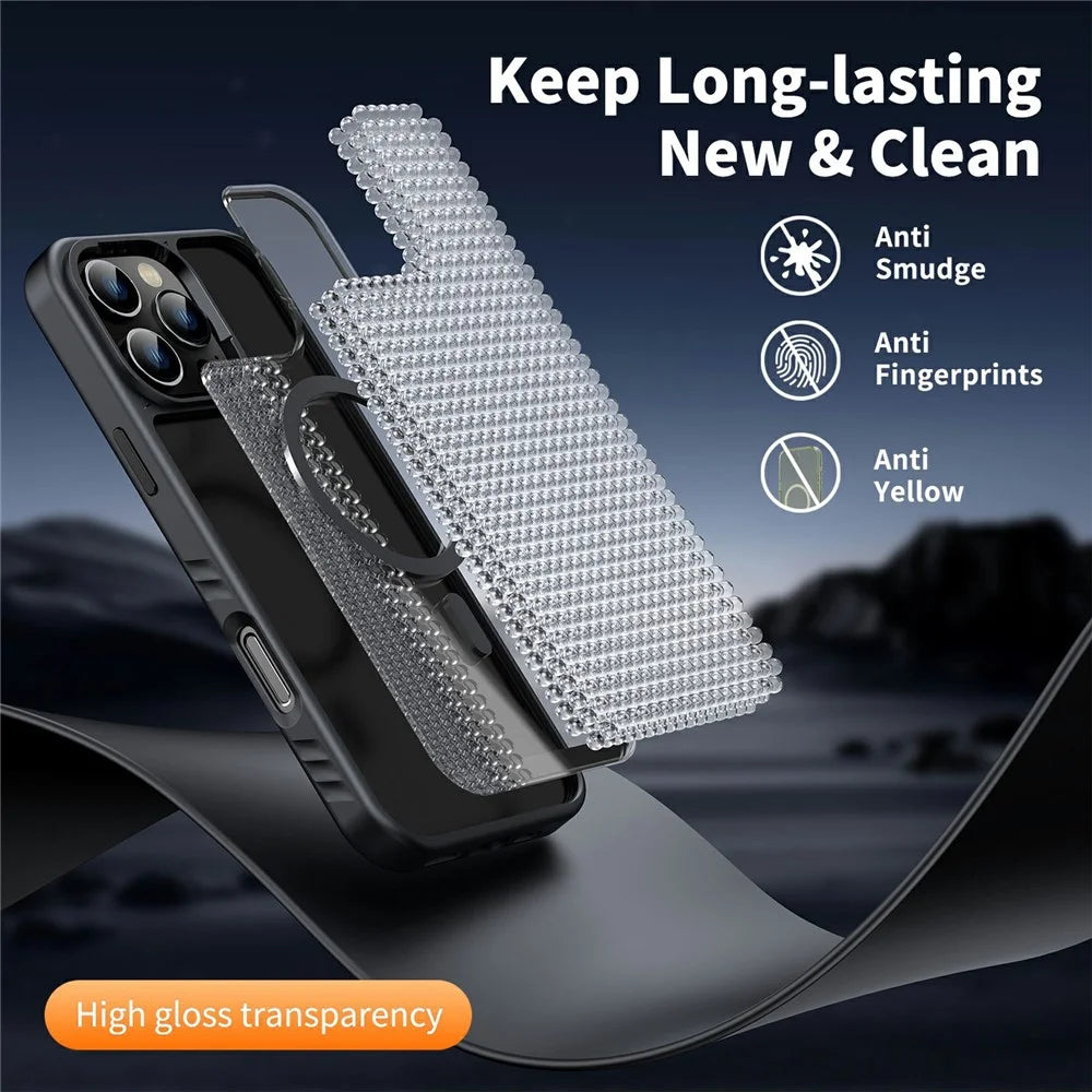For iPhone 16 Pro Case Compatible with MagSafe Transparent PC + TPU Anti-Slip Phone Cover - Black - 5