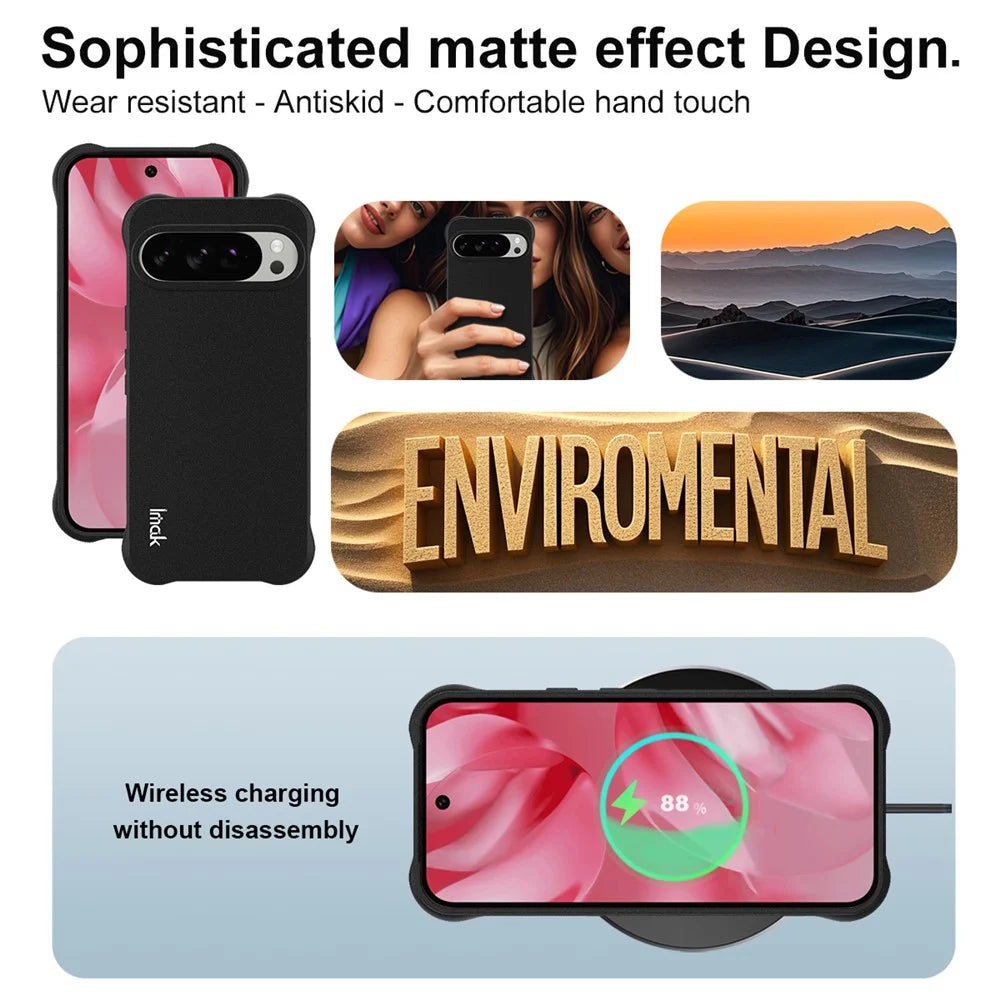 IMAK For Google Pixel 10 Pro XL Case TPU Phone Cover Airbag Shockproof Protection - Matte Black - 6