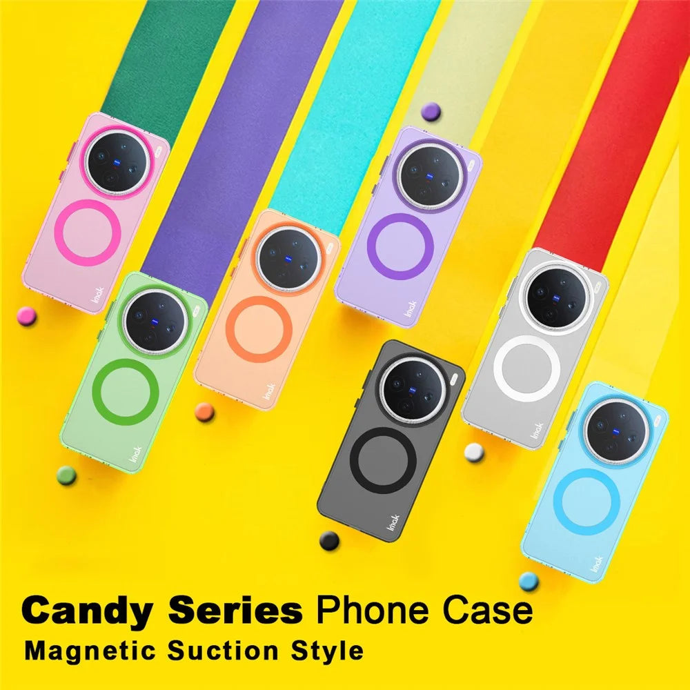 IMAK For vivo X200s 5G Magnetic Case Candy Color Anti Drop TPU + PET Back Cover - Black - 7