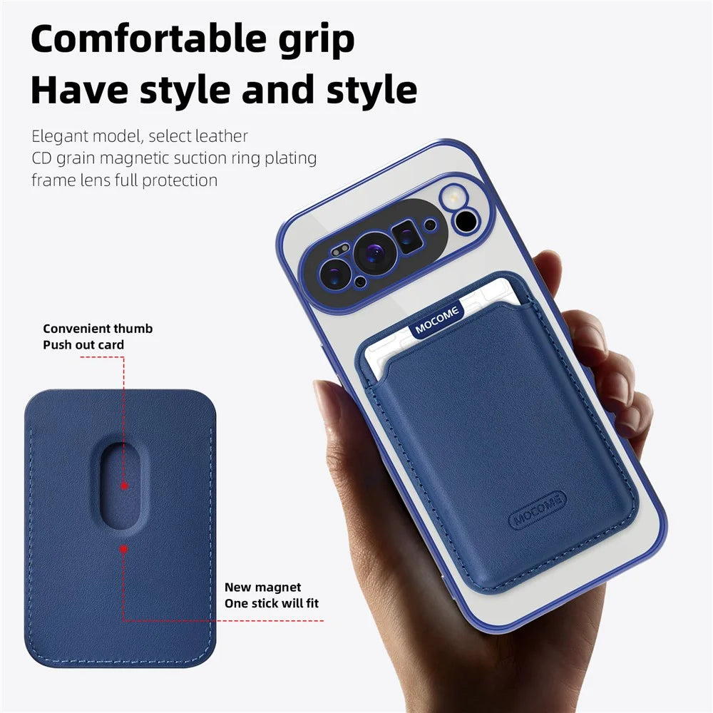 For Google Pixel 10 Pro XL Magnetic Case TPU + PC Mobile Cover with Card Bag - Sapphire - 3