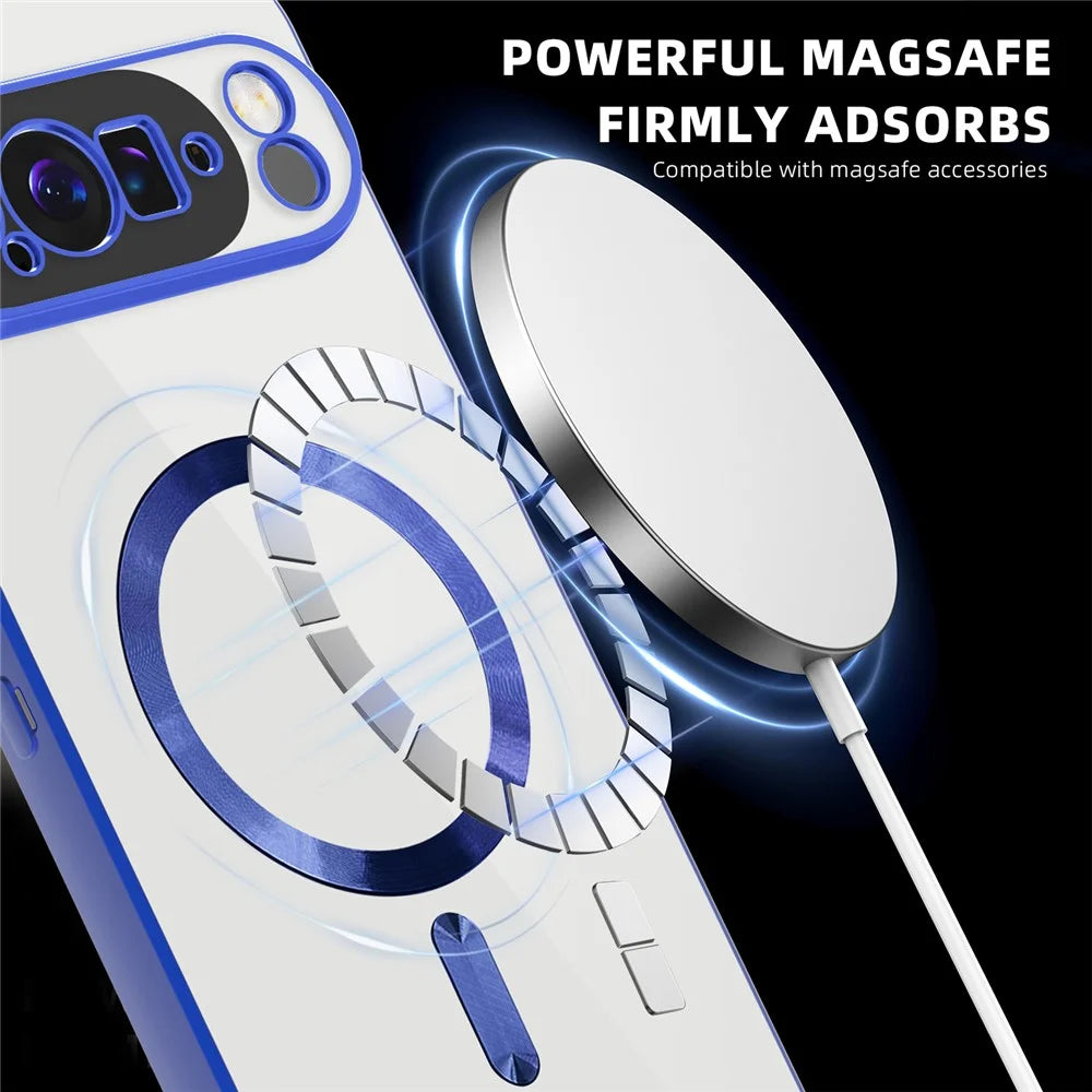 For Google Pixel 10 Pro XL Magnetic Case TPU + PC Mobile Cover with Card Bag - Sapphire - 5