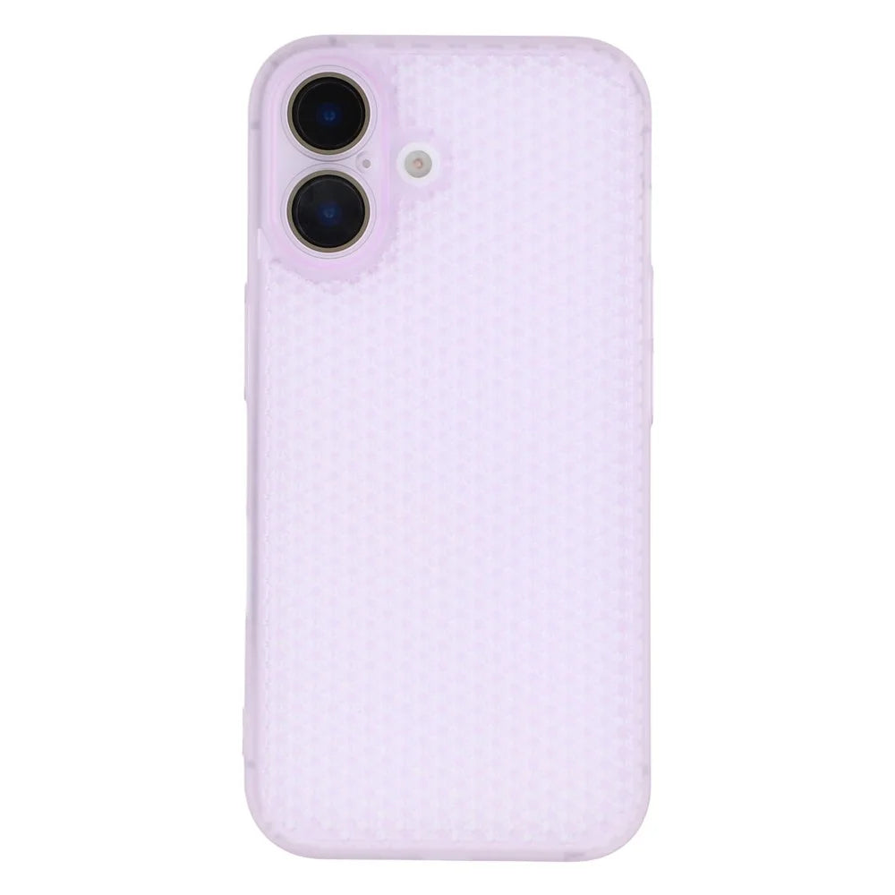 For iPhone 16 Case Heat Dissipation Hard PC Phone Cover with Camera Lens Protector - Transparent Purple - 3