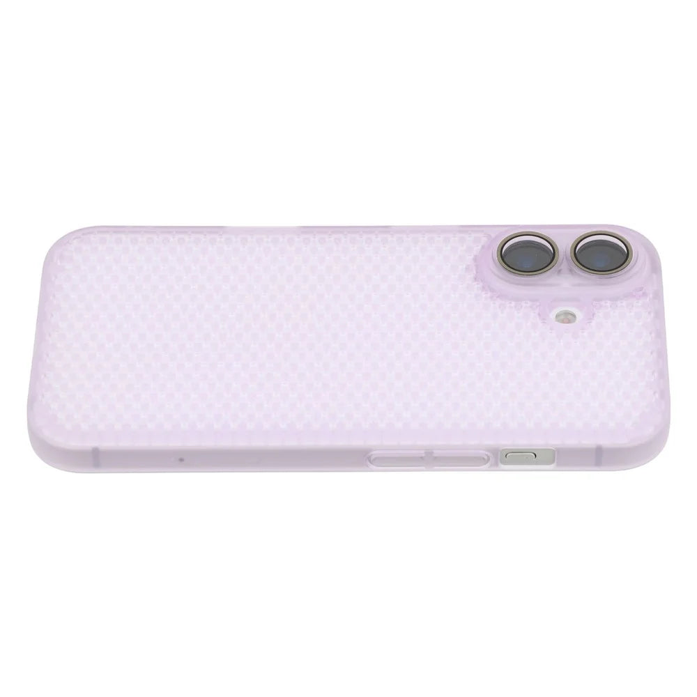 For iPhone 16 Case Heat Dissipation Hard PC Phone Cover with Camera Lens Protector - Transparent Purple - 4
