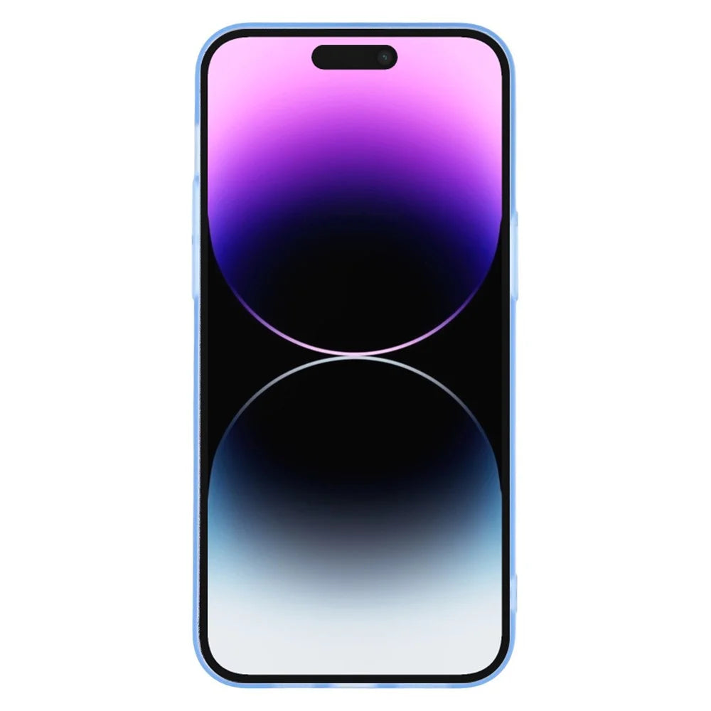 For iPhone 14 Pro Case Heat Dissipation Hard PC Phone Cover with Camera Lens Protector - Transparent Blue - 2