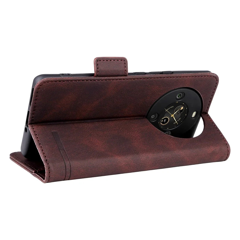 For FOSSiBOT S3 Pro 4G Case Leather Wallet Flip Phone Cover with Hardware Decor - Coffee - 4