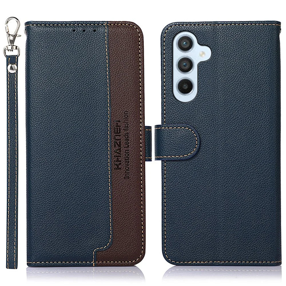 KHAZNEH For Samsung Galaxy A18 5G / A18 4G / A17 5G / A17 4G / A26 5G Case RFID Blocking Wallet Litchi Texture PU Leather Phone Cover - Blue - 1