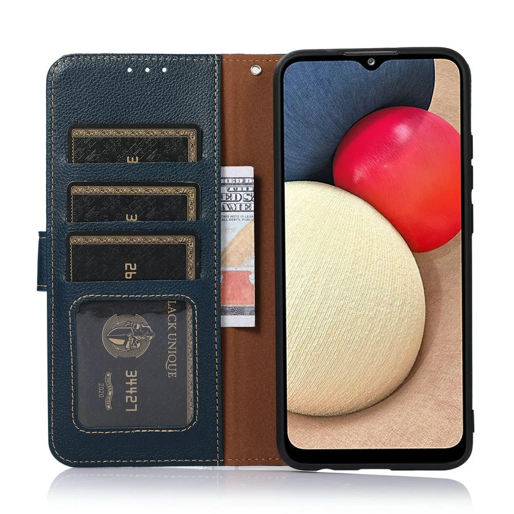 KHAZNEH For Samsung Galaxy A18 5G / A18 4G / A17 5G / A17 4G / A26 5G Case RFID Blocking Wallet Litchi Texture PU Leather Phone Cover - Blue - 2