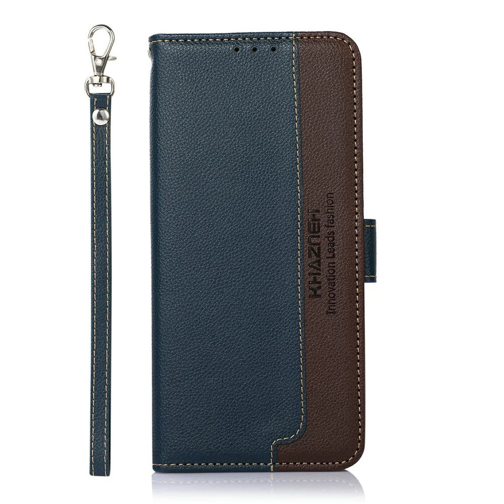 KHAZNEH For Samsung Galaxy A18 5G / A18 4G / A17 5G / A17 4G / A26 5G Case RFID Blocking Wallet Litchi Texture PU Leather Phone Cover - Blue - 6