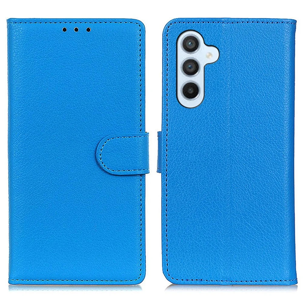 For Samsung Galaxy A18 5G / A18 4G / A17 5G / A17 4G / A26 5G Wallet Case PU Leather Phone Cover Litchi Texture - Blue - 1