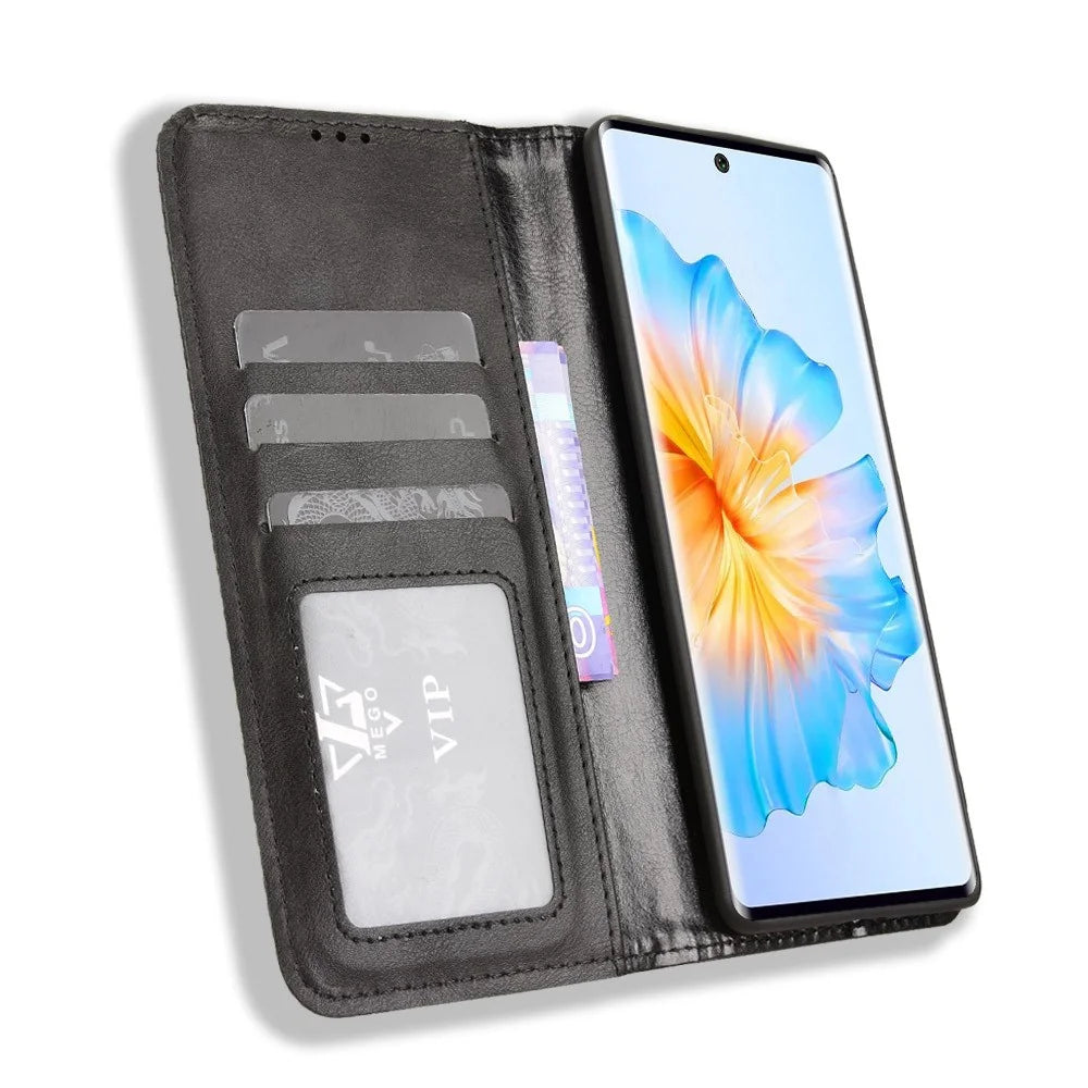 For FOSSiBOT S3 Pro 4G Leather Case Wallet Stand Retro Texture Phone Cover - Black - 6