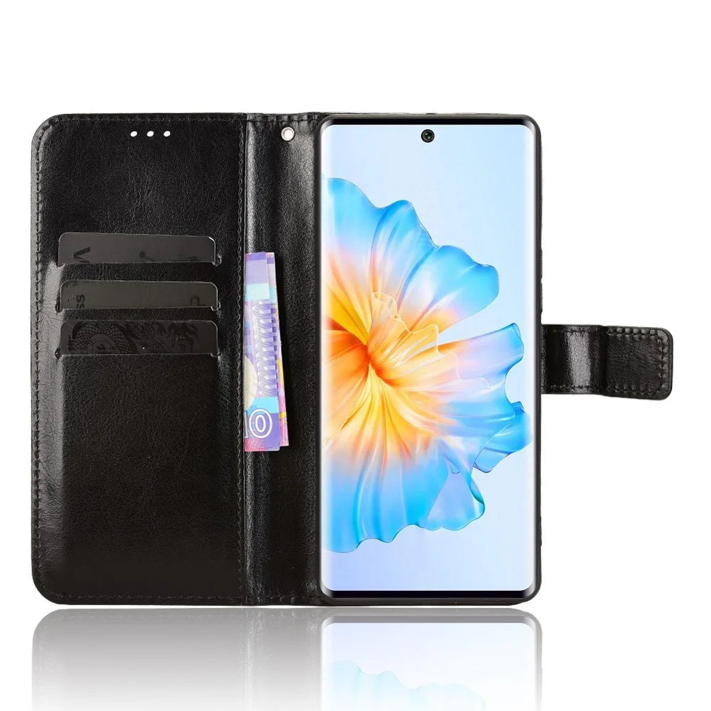 For FOSSiBOT S3 Pro 4G PU Leather Case with Strap Crazy Horse Texture Phone Wallet Cover - Black - 5
