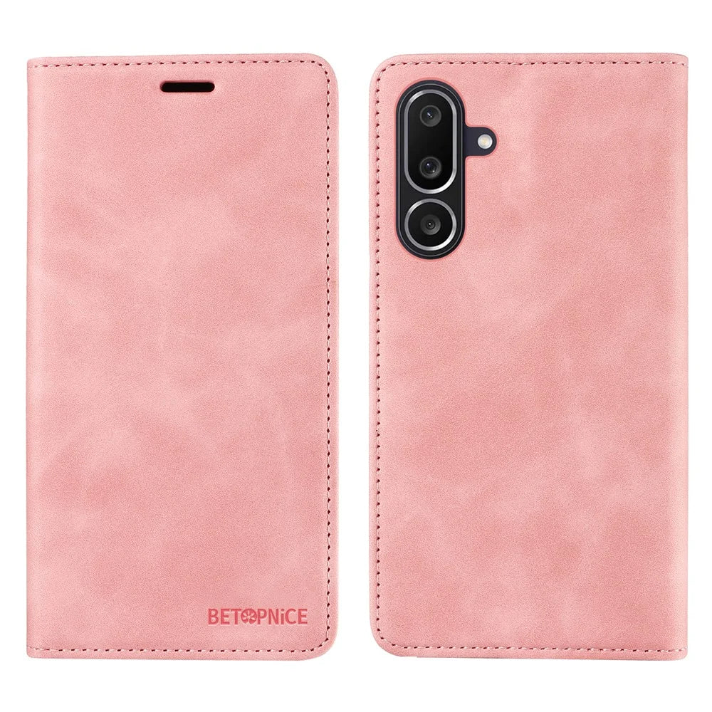 BETOPNICE For Samsung Galaxy M56 5G Case  Magnetic Closure RFID Blocking Wallet Stand Leather Phone Cover - Pink - 1