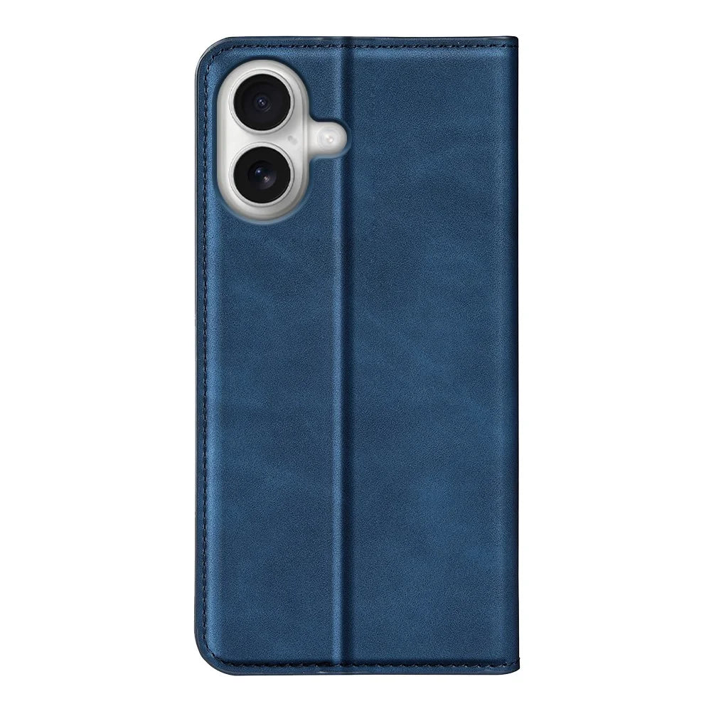 For iPhone 17 Case Skin Touch Leather Wallet Phone Cover - Blue - 3