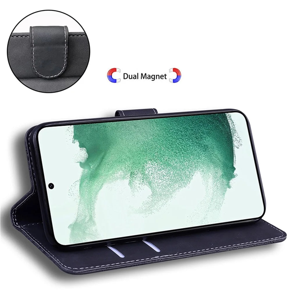 For Samsung Galaxy A14 5G / A14 4G Tiger Pattern Imprinted PU Leather Wallet All-round Protection Case Magnetic Clasp Phone Stand Cover - Black - 3