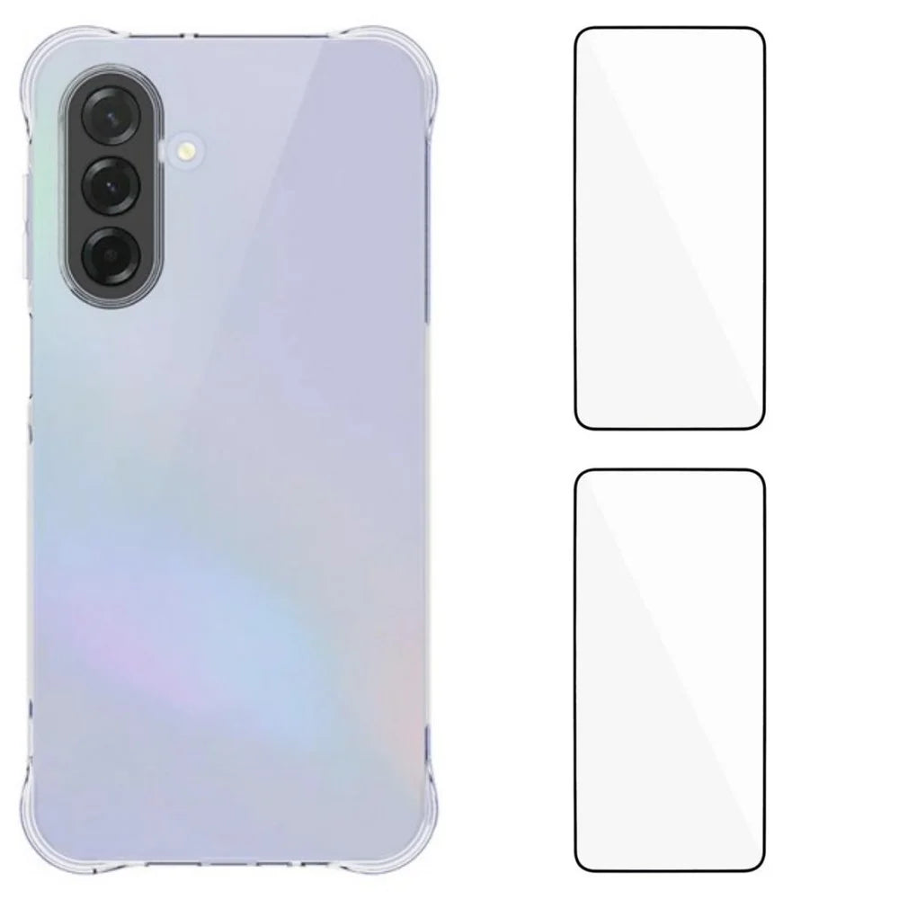 WANLONFENG For Samsung Galaxy A17 5G / A17 4G TPU Case  WL2 Series 2.0mm Phone Cover with 2Pcs Tempered Glass Films - Transparent - 1