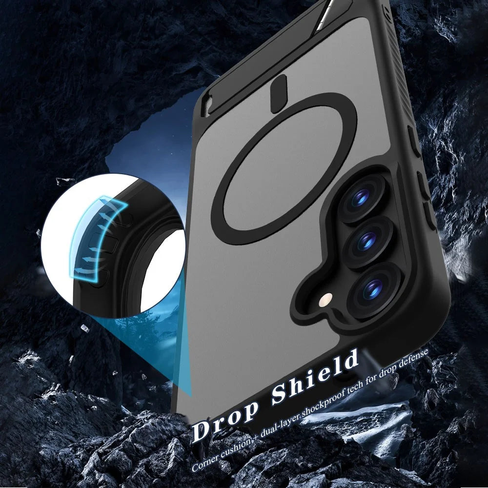 LEREACH Le-Chic Series For Samsung Galaxy S25+ / S24+ Magnetic Case Kickstand TPU + PC Phone Cover - Black - 7
