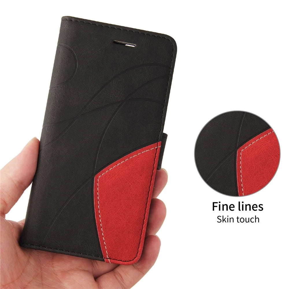 For Sony Xperia 1 VII Leather Phone Case Stand Wallet with Bi-colour Splicing Design - Black - 4