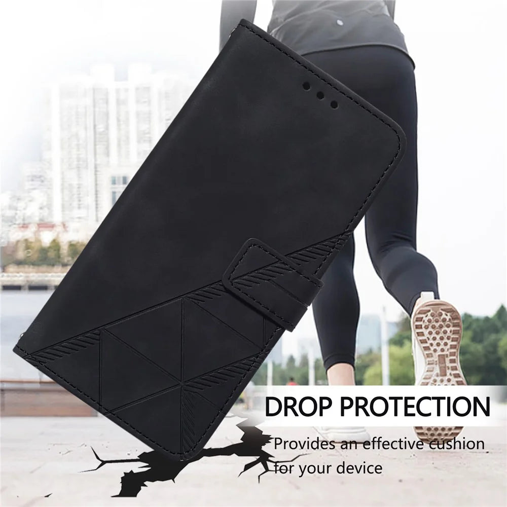For Samsung Galaxy A06 4G Leather Case with Hand Strap Wallet Stand Phone Cover - Black - 7