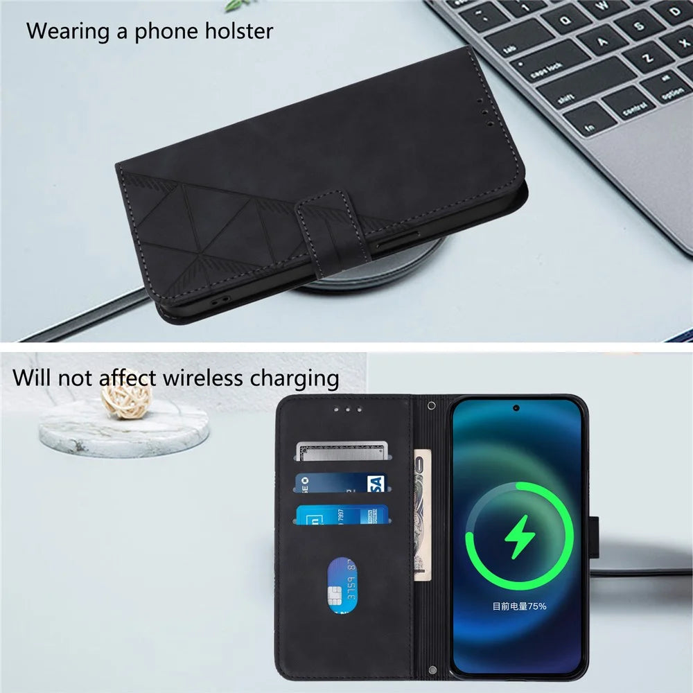For Samsung Galaxy F14 4G / Galaxy A05s 4G Leather Case with Hand Strap Wallet Stand Phone Cover - Black - 2