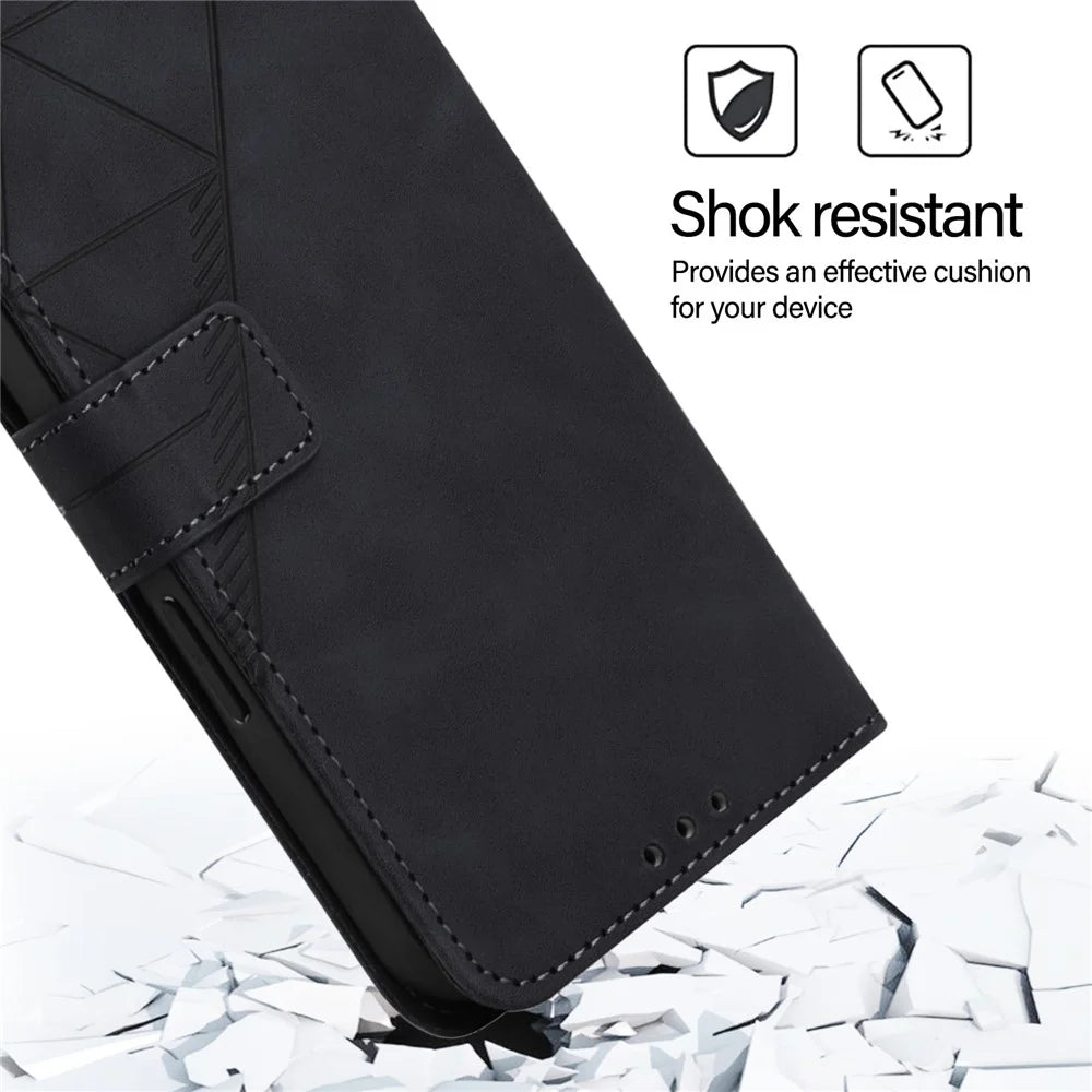 For Samsung Galaxy F14 4G / Galaxy A05s 4G Leather Case with Hand Strap Wallet Stand Phone Cover - Black - 4