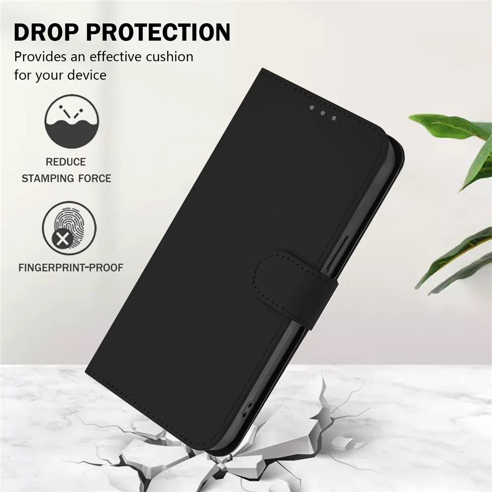 For Samsung Galaxy M16 5G / Galaxy F16 5G Case Solid Color Wallet Leather Phone Cover with Strap - Black - 2