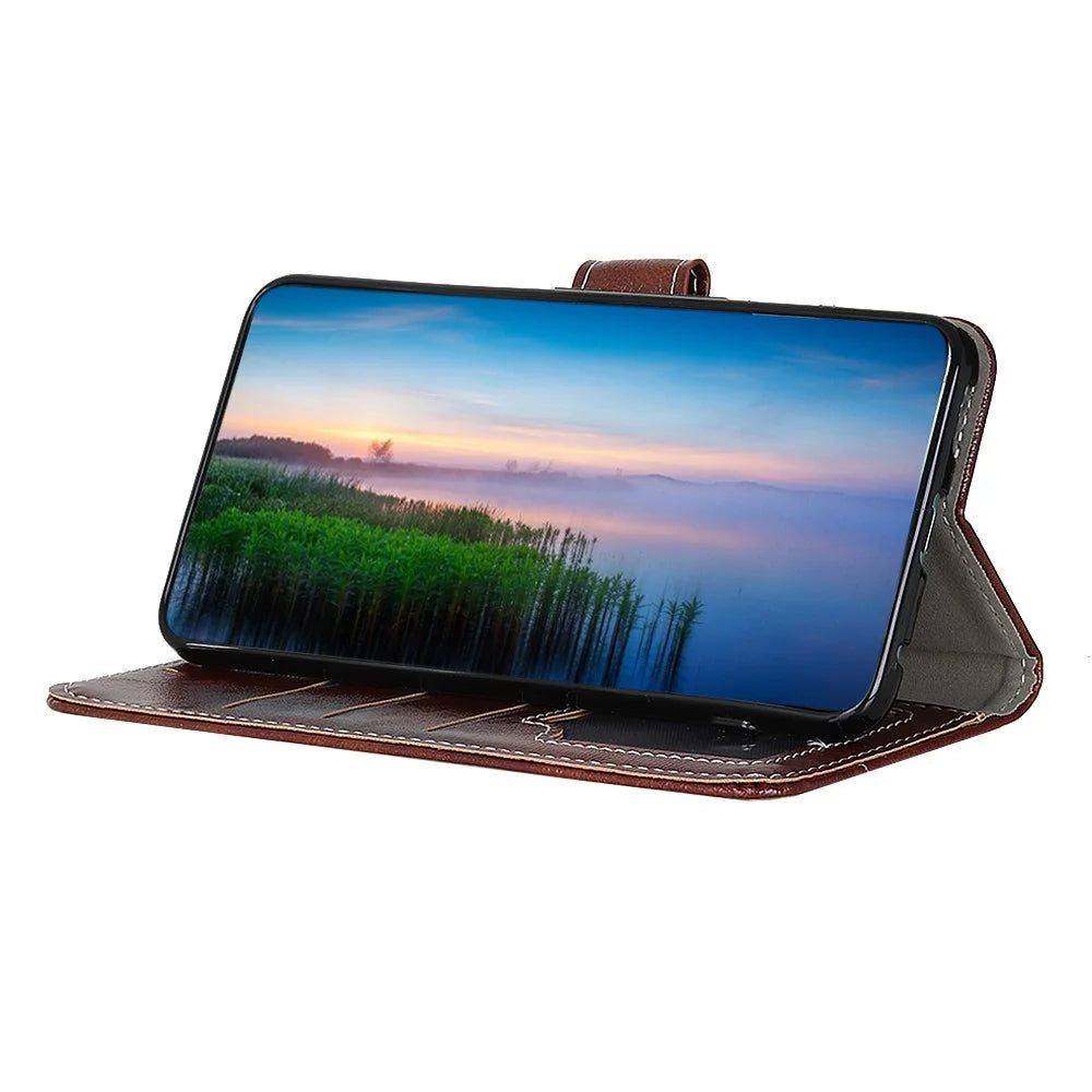 Wallet Case for Samsung Galaxy A08 5G / A08 4G / A07 5G / A07 4G / A06 4G / A06 5G Leather Phone Cover Crazy Horse Texture - Brown - 2
