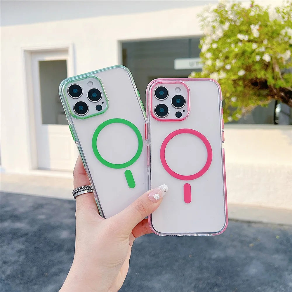 For iPhone 16 Pro Magnetic Case Compatible with MagSafe Clear TPU Phone Back Cover - Purple - 2