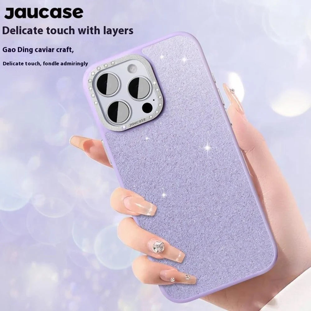 JAUCASE For iPhone 16 Pro Case Compatible with MagSafe Textured PU + TPU + PC Phone Back Cover - Pink - 4