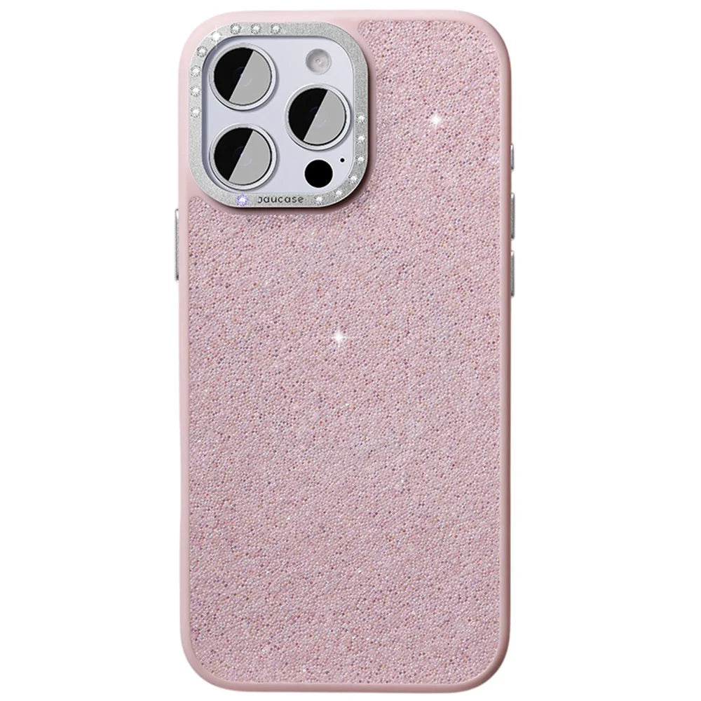 JAUCASE For iPhone 15 Pro Max Case Compatible with MagSafe Textured PU + TPU + PC Phone Back Cover - Pink - 1